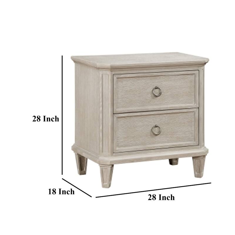 Aeny Nightstand, 2 Drawer Ring Handles, Light Brownish Gray Oak Veneer