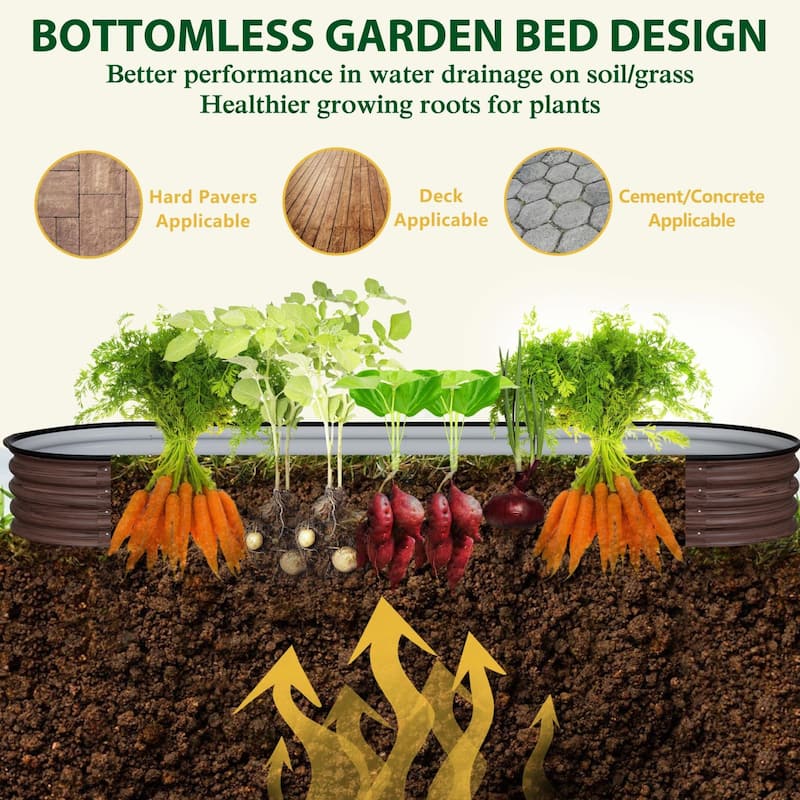 VEIKOUS 8 ft. x 2 ft. x 1 ft. Metal Galvanized Raised Garden Bed 9-in-1 Planter Box for Outdoor Gardening
