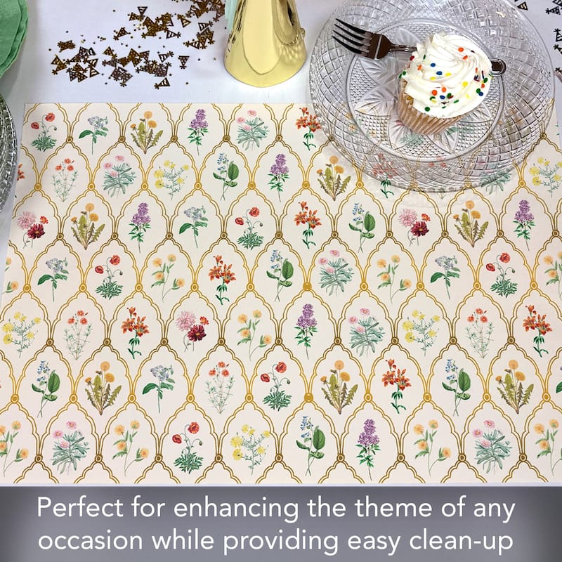 Wildflowers 24 Sheet Reusable Premium Paper Stock Placemats in Resealable Storage Bag Made in The USA 17" x 11"