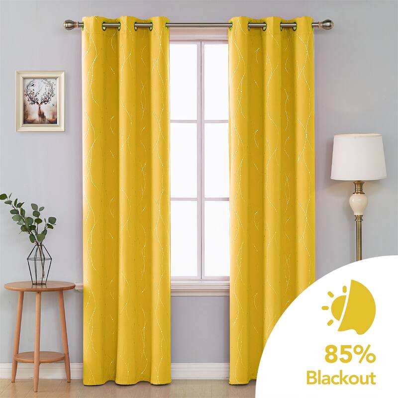 Deconovo Wave Line with Dots 42 Width Curtains Pair(2 Panel)