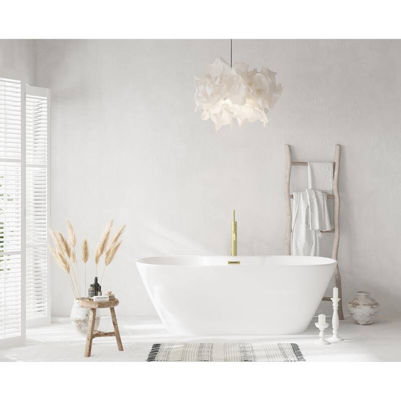 Nicolette Bathtub in Glossy White - Glossy White with Brushed Gold Trim - 67"