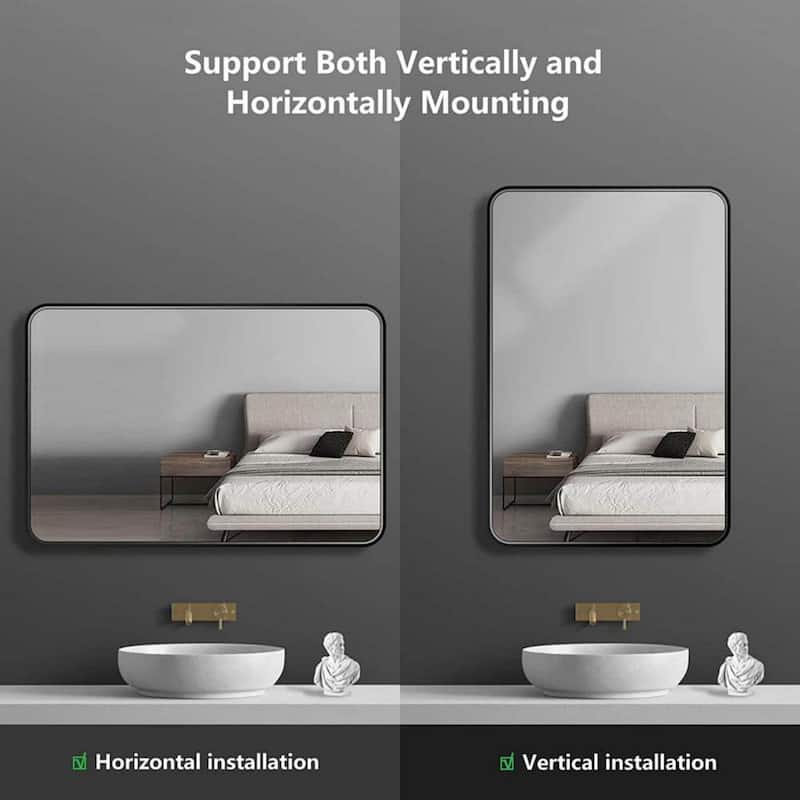 TOOLKISS Right Angle Aluminum Frame Bathroom Vanity Mirror with Clear Glass