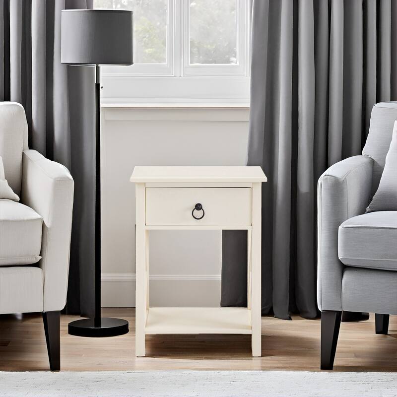 Space-Saving Wooden Side Table with Storage Drawer and Spacious Compartment