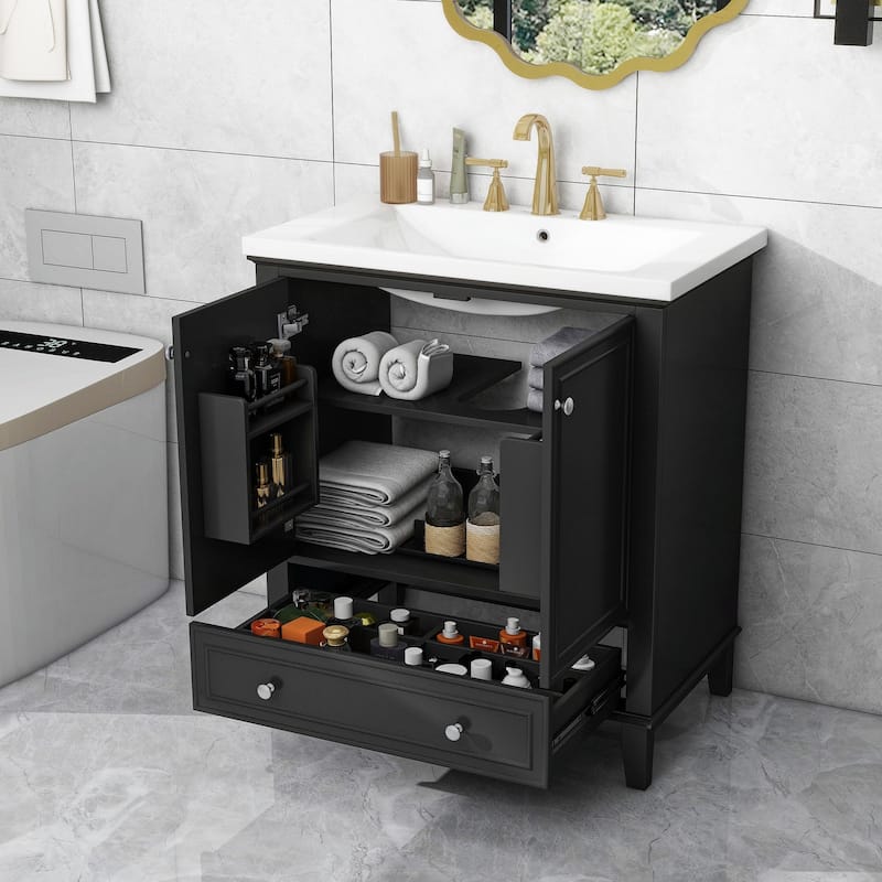 30" Bathroom Vanity Base Cabinet with Doors and Drawer