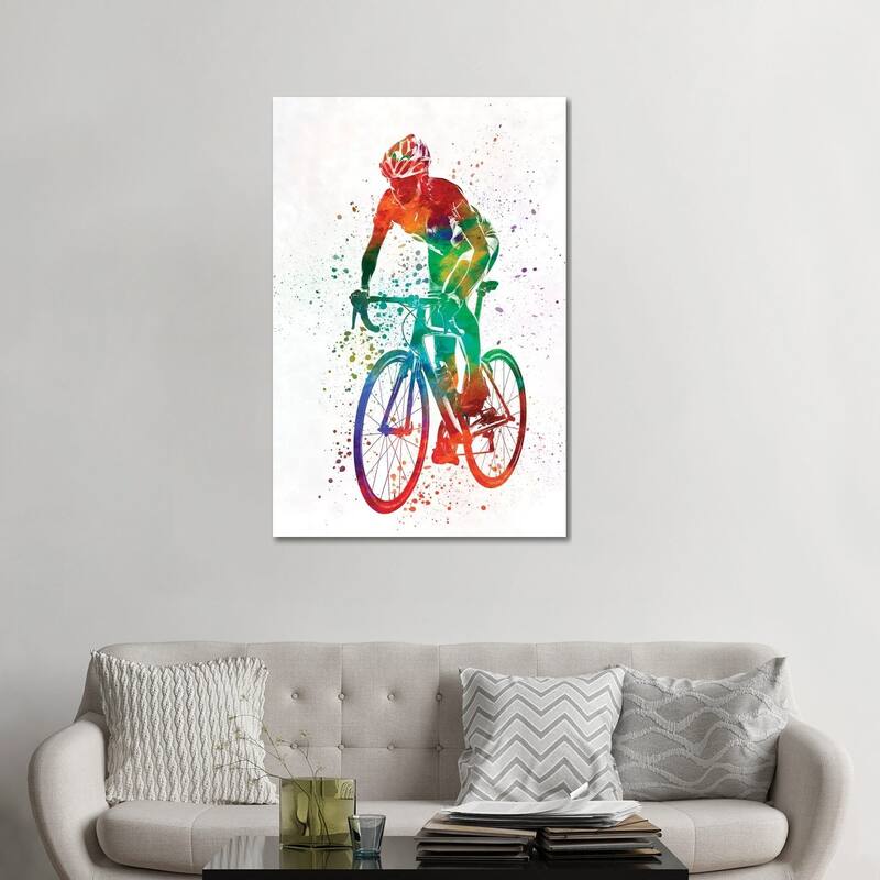 iCanvas "Woman Triathlon Cycling 05" by Paul Rommer Canvas Print - 48x32x1.5
