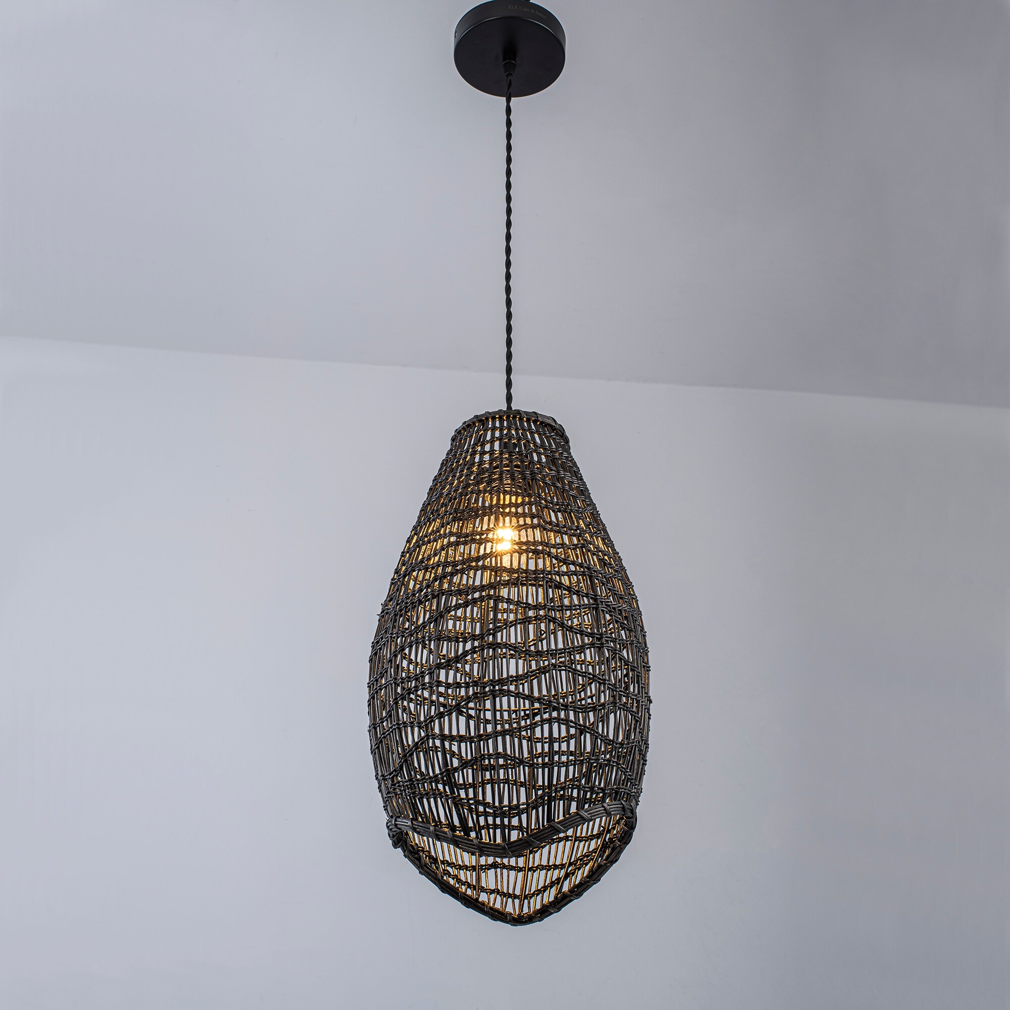 Kyoto 1-Light Rattan Pendant, Coastal Boho Japandi - Handwoven