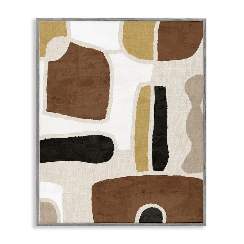 Stupell Earthy Organic Shapes Framed Giclee Art Design By Amber Sterling - 11 x 14 - Grey