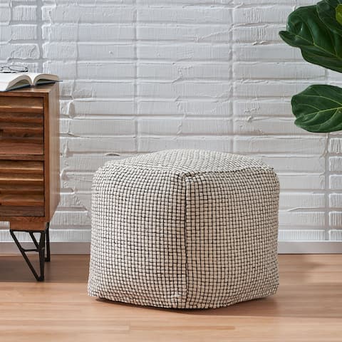 Bancker Boho Fabric Cube Pouf by Christopher Knight Home