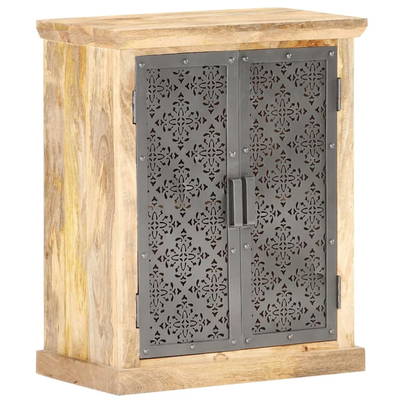 vidaXL Sideboard with Steel Doors 23.6"x13.8"x29.5" Solid Mango Wood