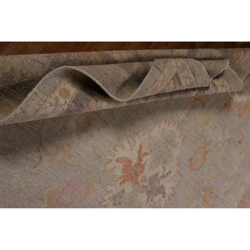 Transitional Vegetable Dye Oushak Turkish Rug Handmade Wool Carpet - 8'10"x 12'3"