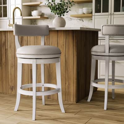 Pasha Wood Swivel Bar Stool with Upholstered Seat and Back