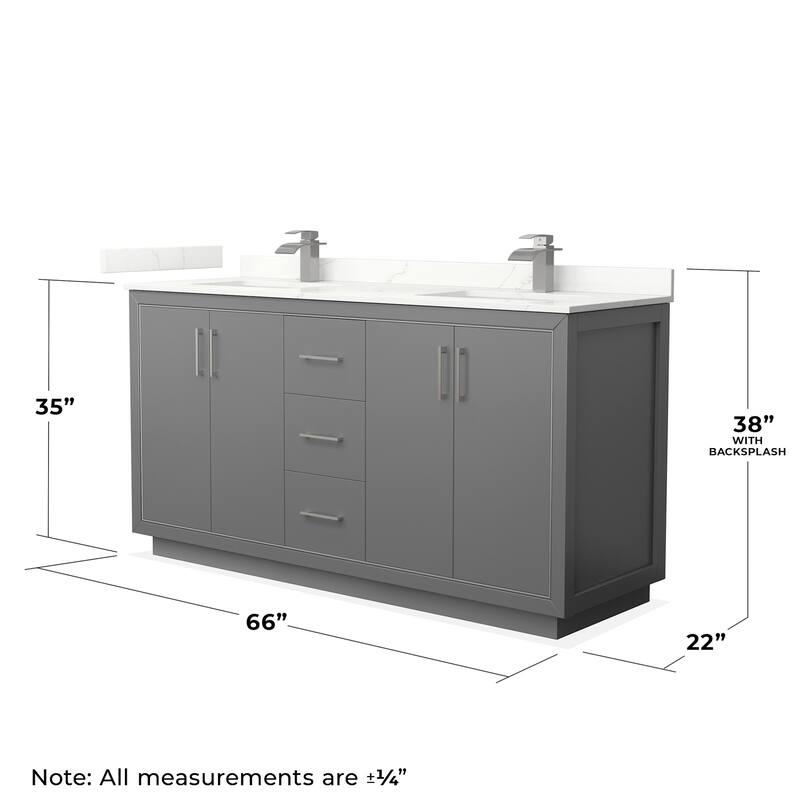 Wyndham Collection WCF111166D-QTZ-UNSMXX Icon 66" Free Standing Double