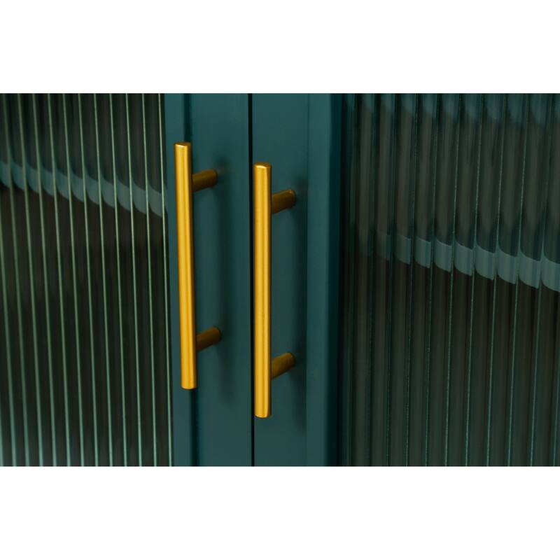 GDFStudio - Azureline Modern Wooden TV Stand with Glass Doors and Adjustable Storage for 65+ Inch TVs