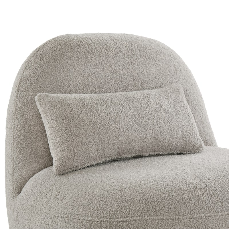 Willits Boucle Lounge Chair with Rounded Design and Lumbar Pillow by iNSPIRE Q Modern
