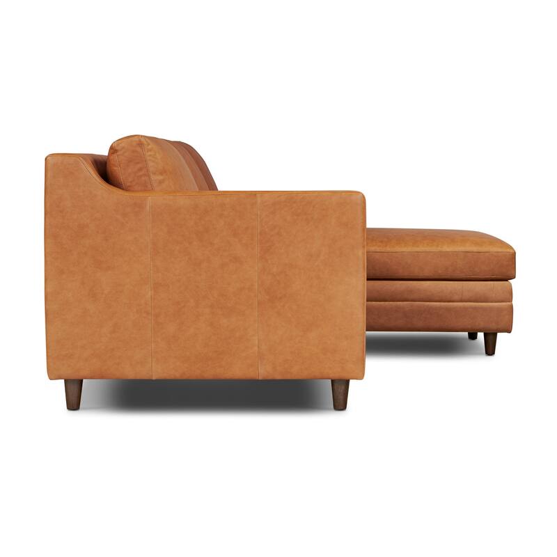 Poly & Bark Harper 113.5" Pull-Out Sleeper Sectional with Storage in Cognac Tan
