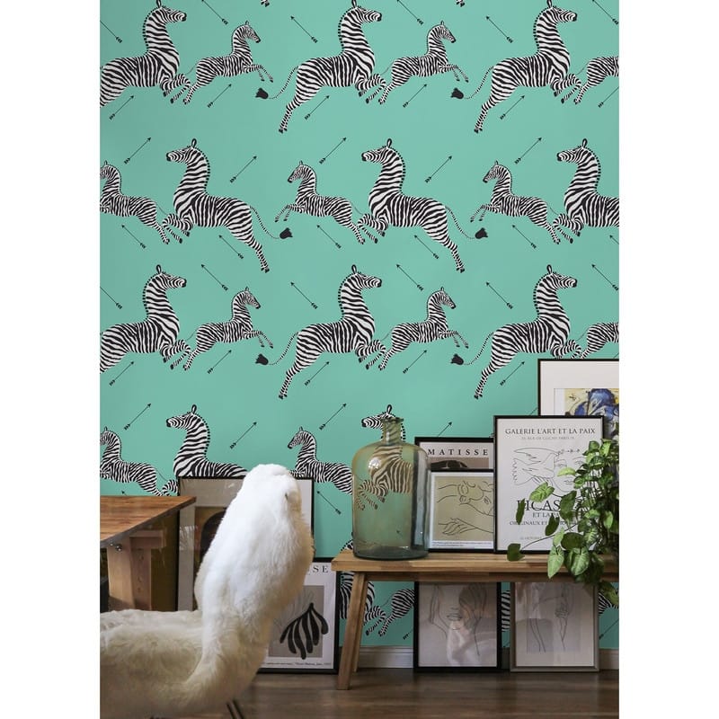 Scalamandre Aqua Zebra Safari Peel & Stick Wallpaper