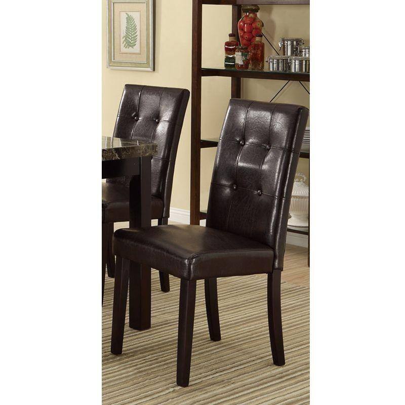 Modern Set of 2 Dining Chairs with Leather Tufted Backrest, Foam-Padded Seat, Solid Wood Legs for Dining Room Living Room