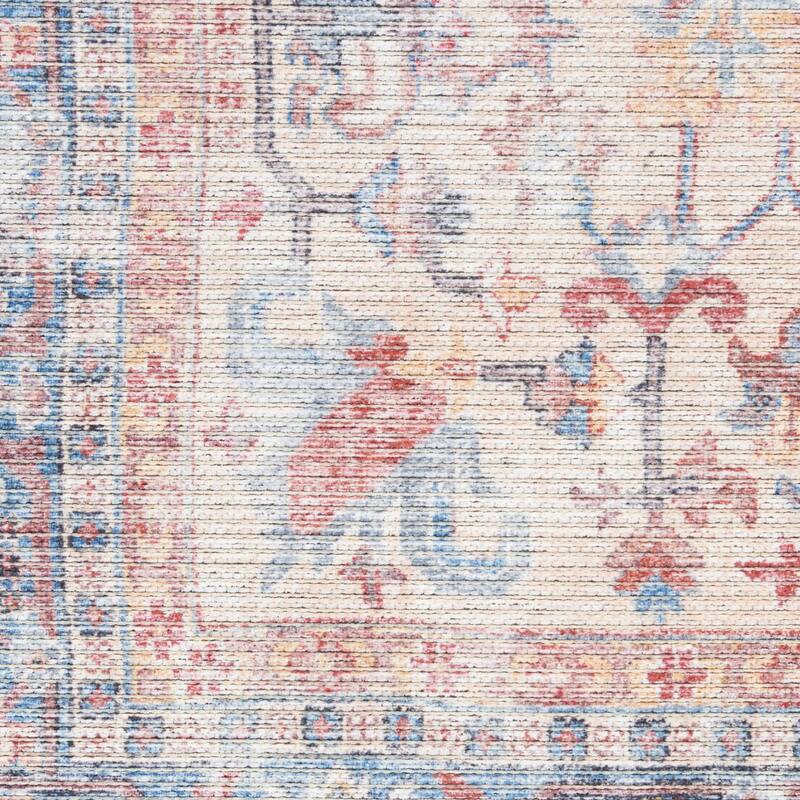 Quzu Power Loomed Distressed Floral Area Rug By HomeRoots - 10' Runner
