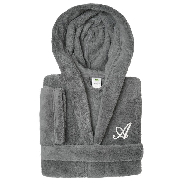 slide 2 of 54, Sweet Kids 100% Polyester SUPER PLUSH Double Brushed Hooded Bathrobe with White Script Monogram A - Large