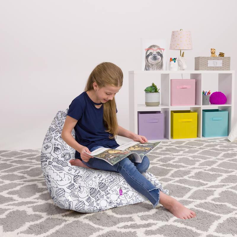 Stuffie Animal Storage Bean Bag Chair Cover, Room Organizer