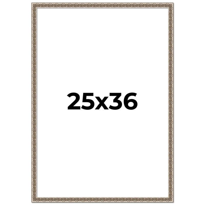 25x36 Frame Silver Versailles Ornate Solid Wood Picture Frame | 1 Inch