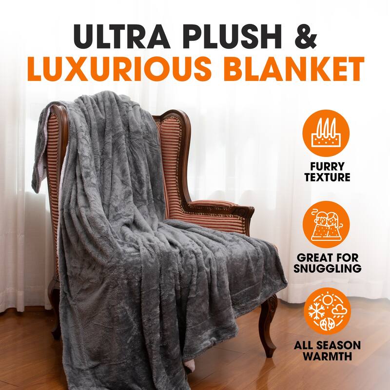 Cheer Collection Microsherpa Ultra Soft and Cozy Throw Blanket - 50x60 - Grey