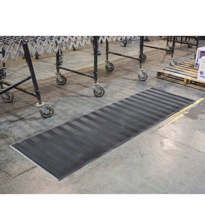 3 ft. x 6 Ft. Commercial Walkoff Entry Dual Pattern Rubber Mat - 35.5Lx74.5Wx.3H