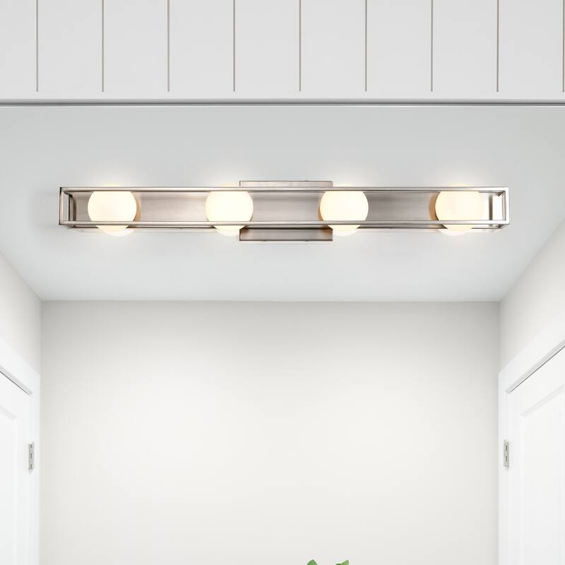 Jenkins 32 Inch 4 Light LED Vanity Brushed Nickel with Frosted Glass - Brushed Nickel
