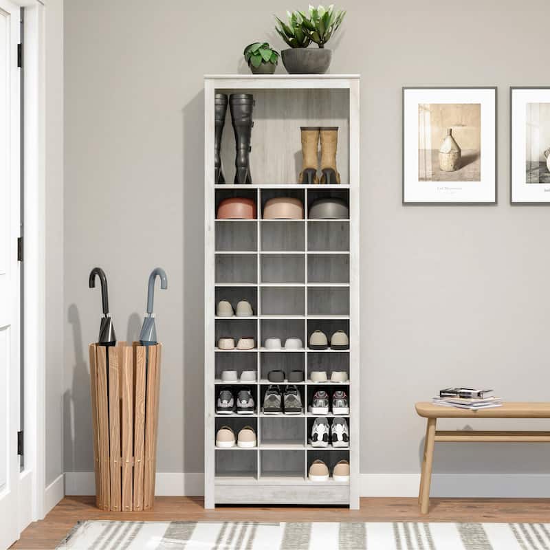 Prepac Rustic Ridge Shoe Cabinet 13" D x 26" W x 72.5" H - 26 in W x 72.5 in H x 13 in D