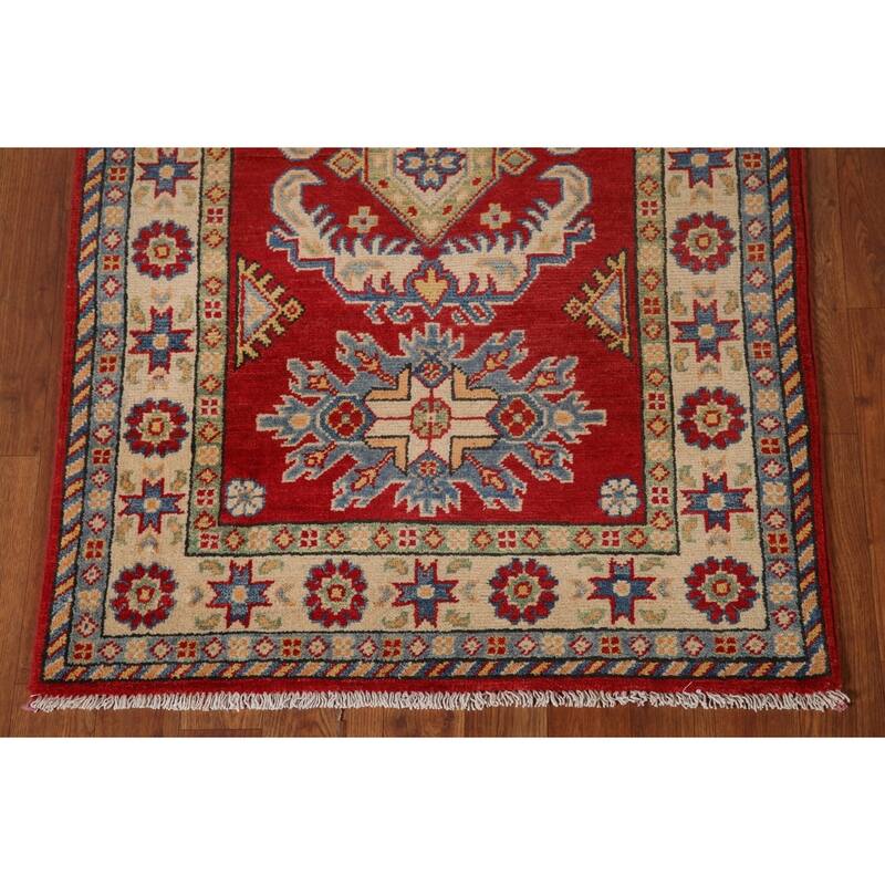 Traditional Red Kazak Accent Rug Hand-Knotted Wool Carpet - 2'8" x 4'1"