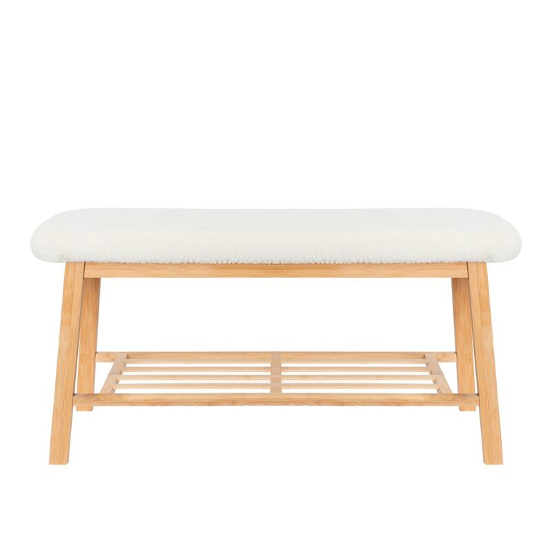 StorageWorks Tufted Bench, Entryway Bench with Shoe Storage Shelf - 36.22"x13.78"x17.72"