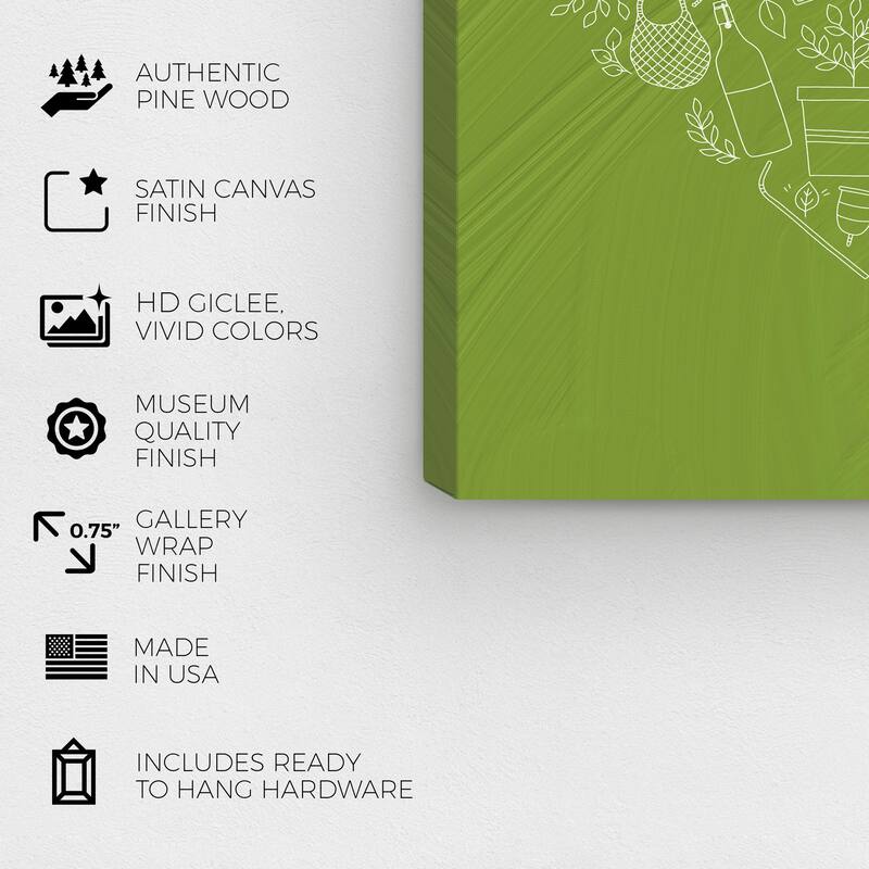 Wynwood Studio Canvas Symbols and Objects Caring my Green Planet Green Modern & Contemporary Wall Art Canvas Print