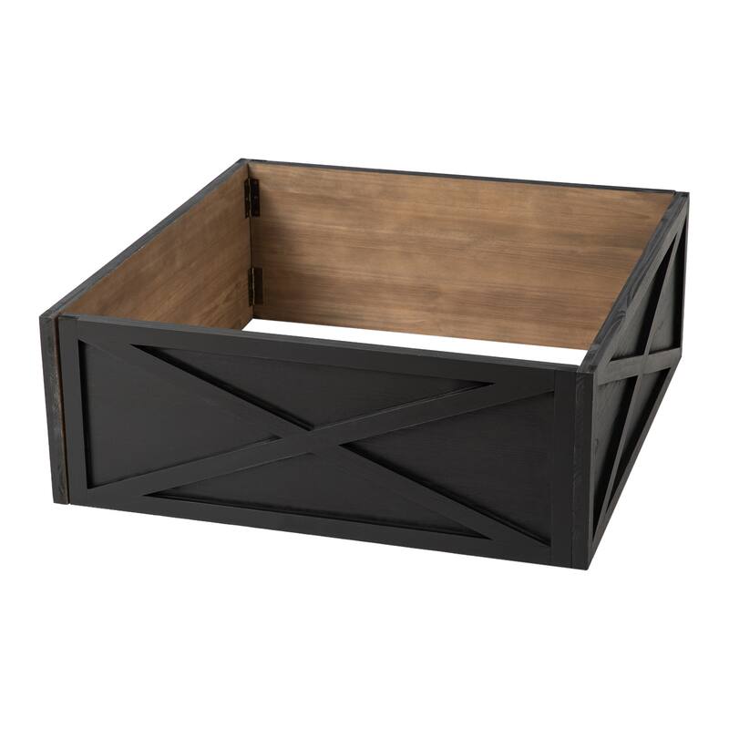 Glitzhome 22"L/26"L/32"L Handcrafted Wooden Christmas Tree Collars - 32"L - Black