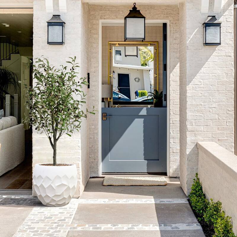 14.6-Inch Round Geometric Indoor/Outdoor MgO Planter - 13.2" H x 14.6" W x 14.6" D