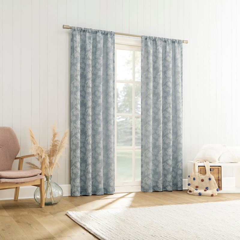 No. 918 Koda Woven Jacquard Leaf Semi-Sheer Rod Pocket 1-Piece Curtain Panel, Single Panel