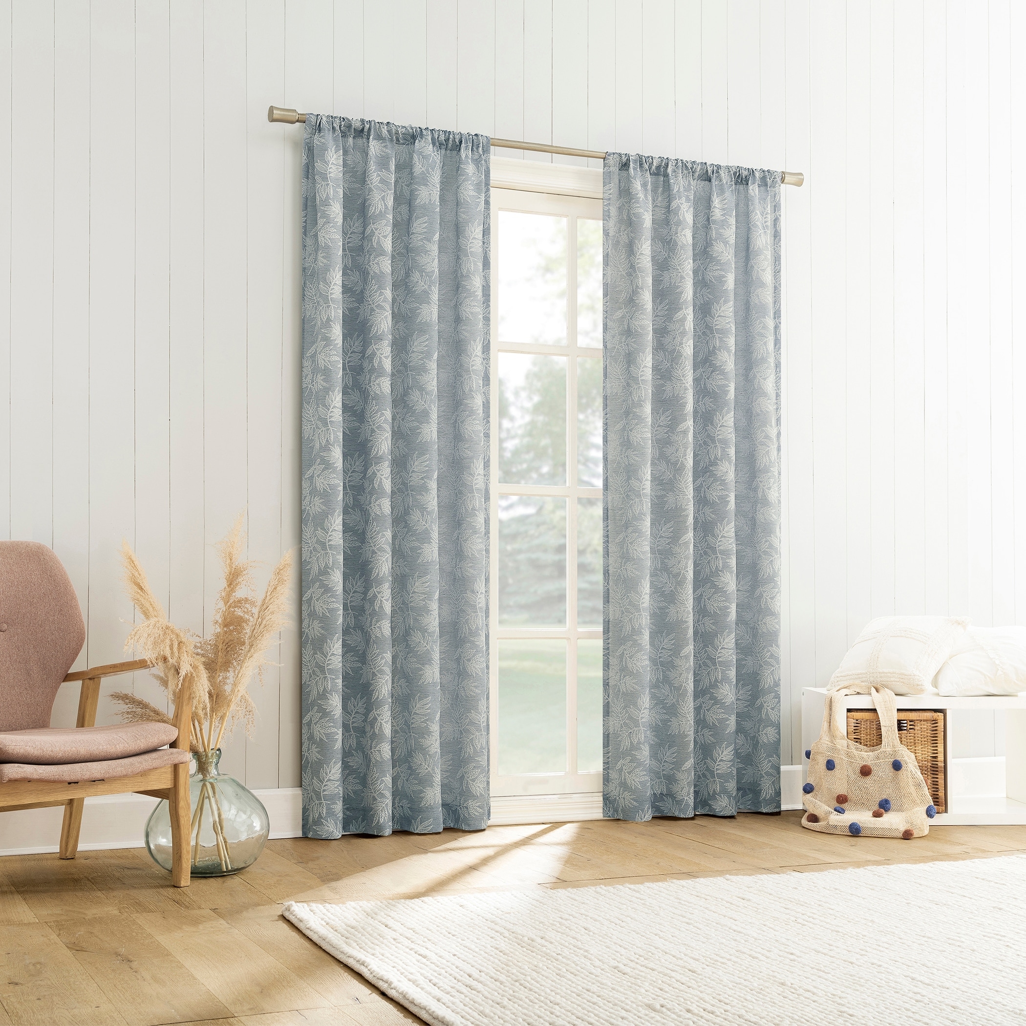 No. 918 Koda Woven Jacquard Leaf Semi-Sheer Rod Pocket 1-Piece