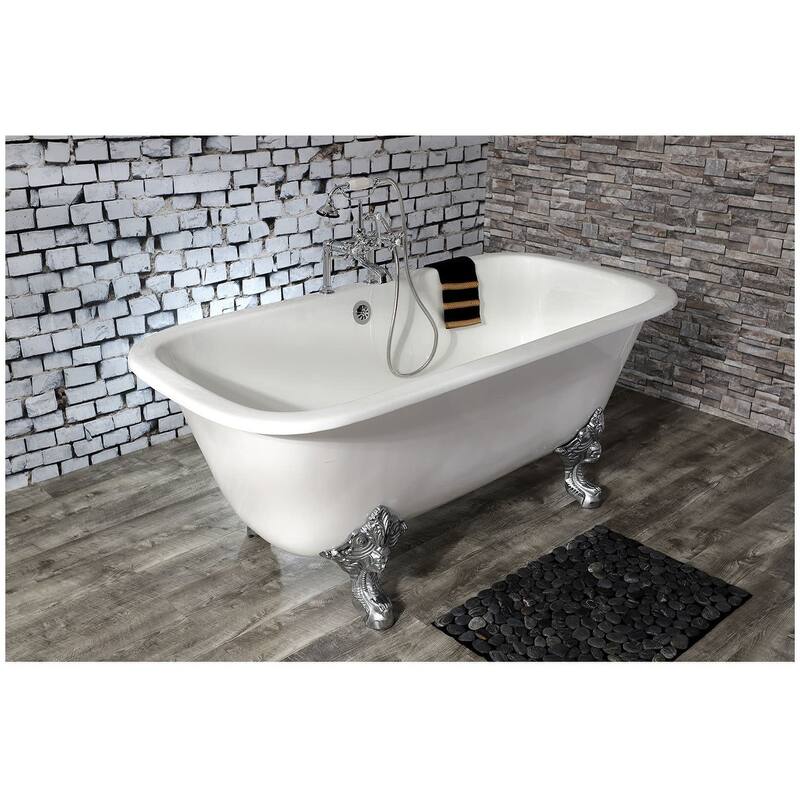 Kingston Brass Aqua Eden 67" Clawfoot Cast Iron Soaking Tub with