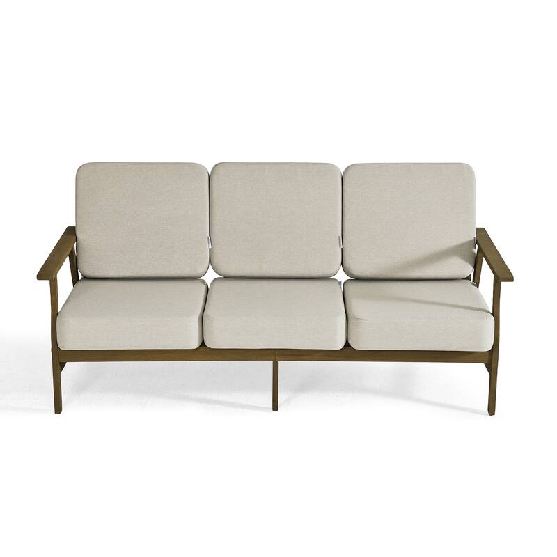 Modern Wood Outdoor Patio Sofa Loveseat with Cushion