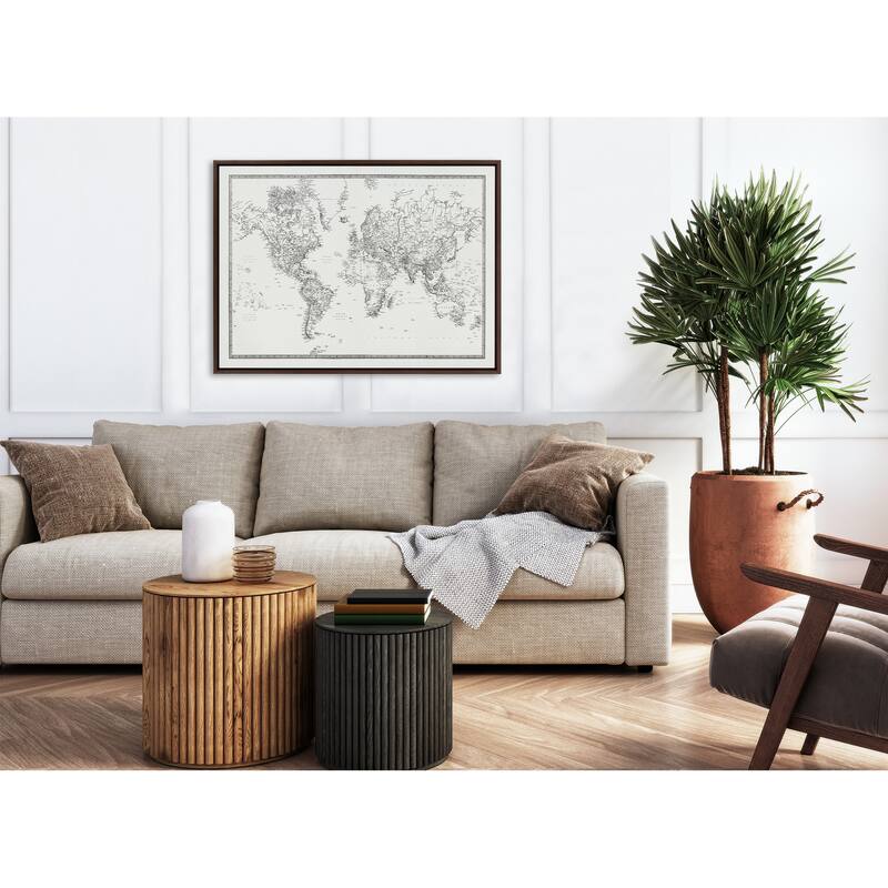 Kate and Laurel Sylvie BW World Map Canvas by Creative Bunch Studio
