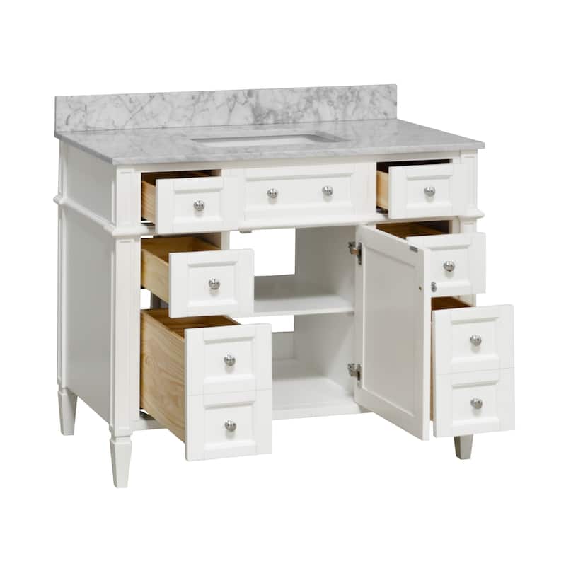 KitchenBathCollection Hailey 42" Bathroom Vanity with Carrara Marble Top