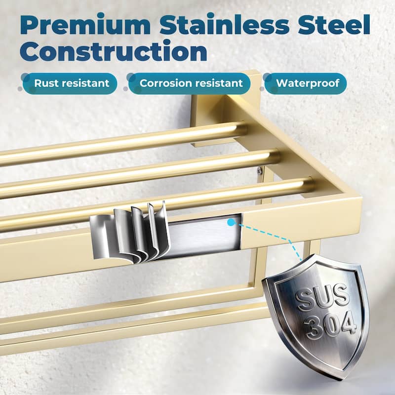 WOWOW 2-Tier Stainless Steel Bath Towel Rack
