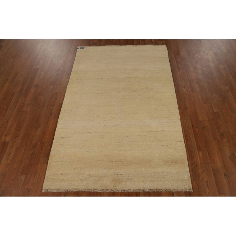 Gabbeh Modern Rug Hand-Knotted Bedroom Solid Wool Carpet - 3'10"x 5'11"