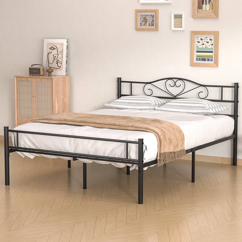 Javlergo Metal Platform Bed Frame with Modern Headboard, No Box Spring Needed