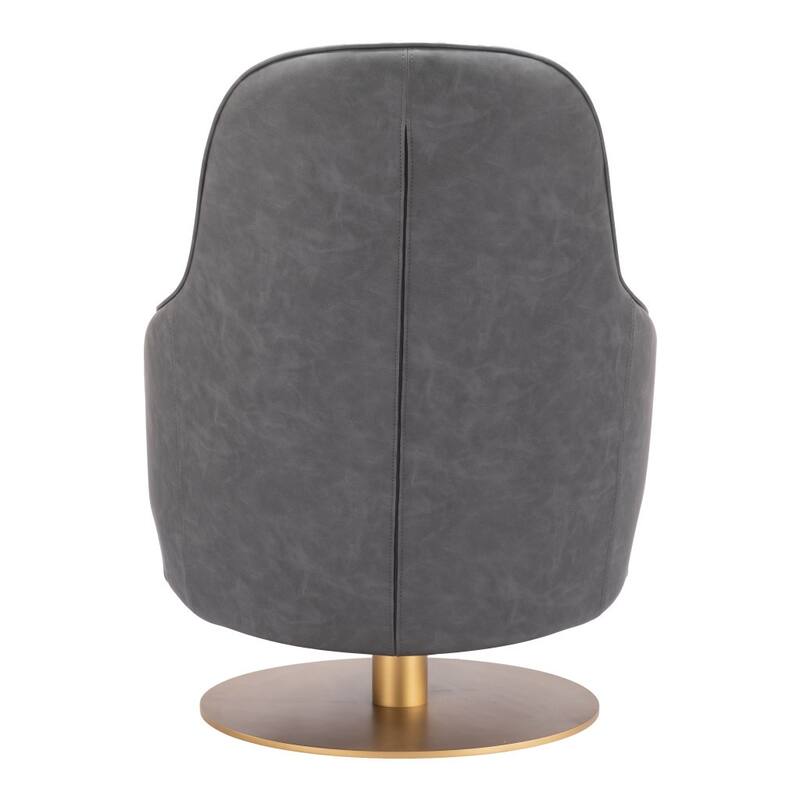 HomeRoots 28" Gray And Gold Faux Leather Swivel Arm Chair - 28' X '36.4' X '31.5