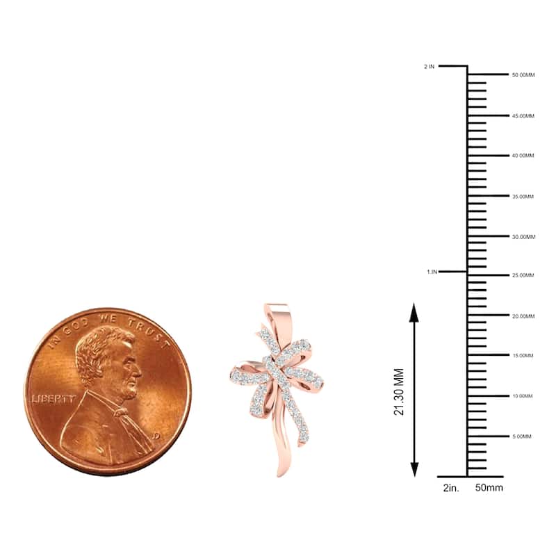 1/8ct TDW Diamond Bow Pendant Necklace in 10k Gold for Women