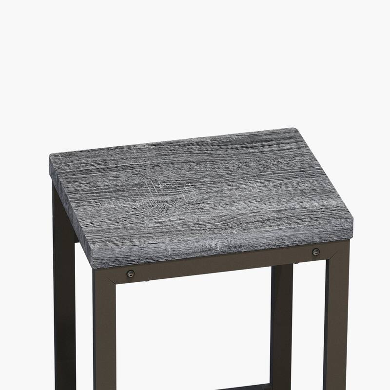Long Dining Table Set with 3 Stools Pub Kitchen Set Side Table with Footrest