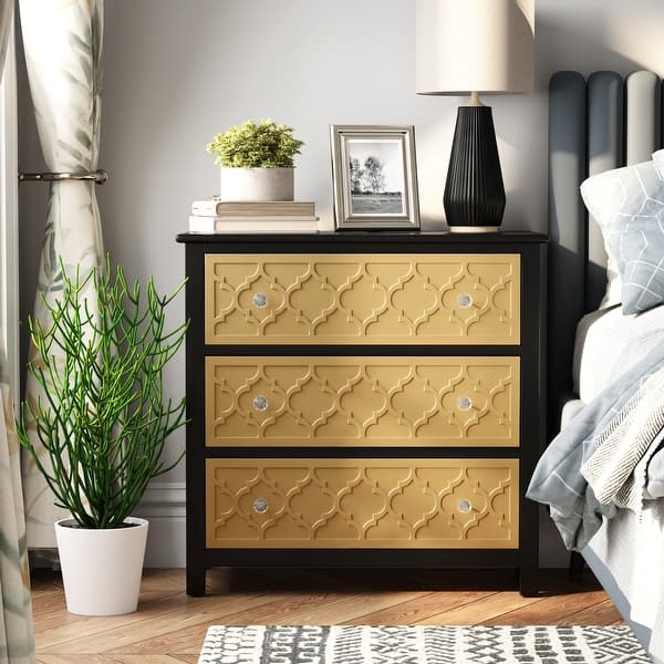 slim fit dress slacks Bianca Chip Carved 6 Drawer Dresser, Antique Bronze & Black main image 0