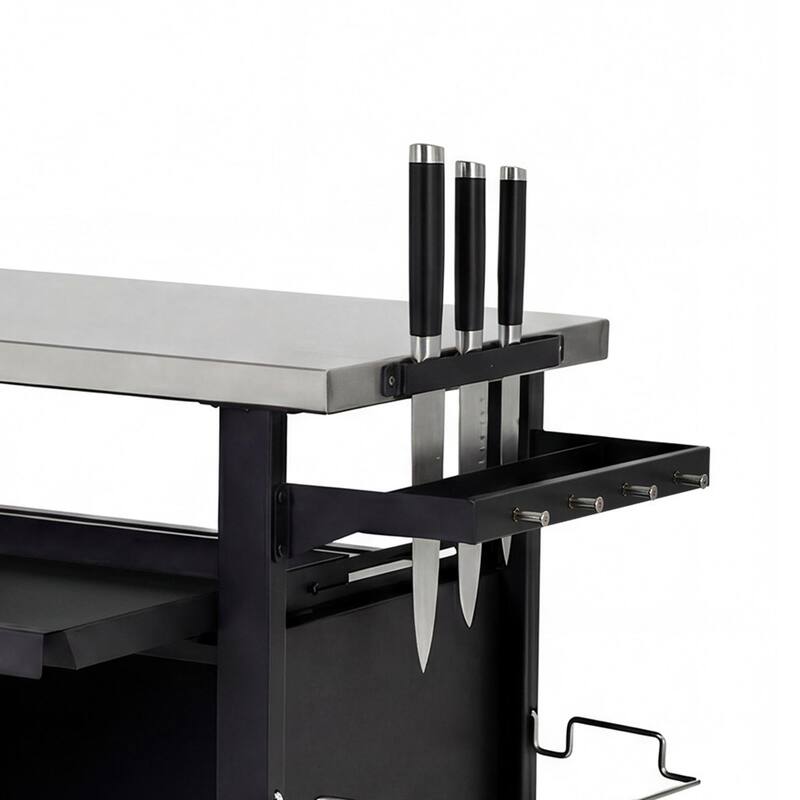 39.5" Outdoor Grill Cart with Stainless Steel Top, Storage & Spice Rack