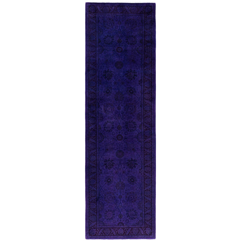 Overdyed One-of-a-Kind Hand-Knotted Area Rug - Purple - 3' 1" x 10' 7"