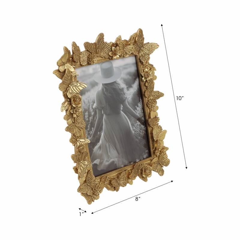 5 in. x 7 in. Gold Polyresin Butterfly in Bloom Photo Frame